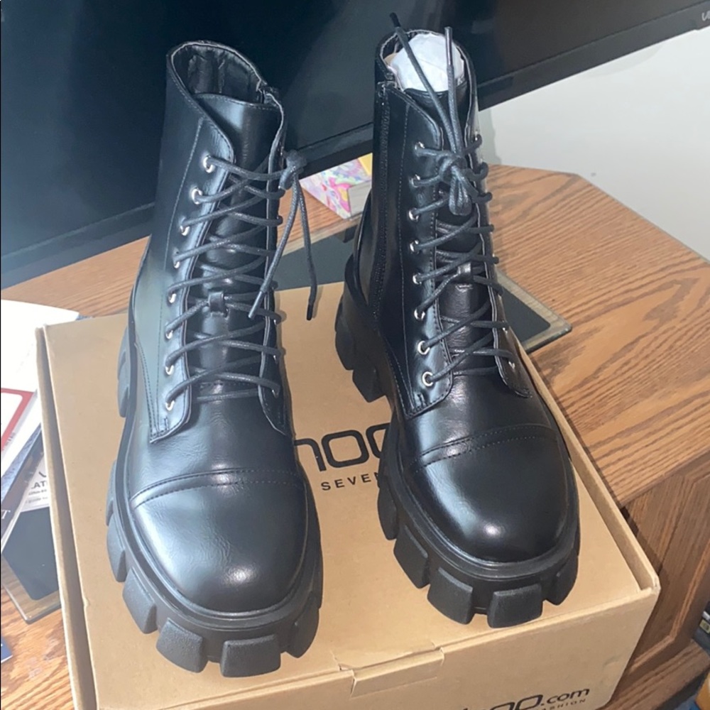Wide Width Lace Up Combat Boots